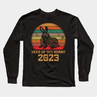 Year of the Rabbit 2023 - Retro Sunset Chinese New Year Long Sleeve T-Shirt